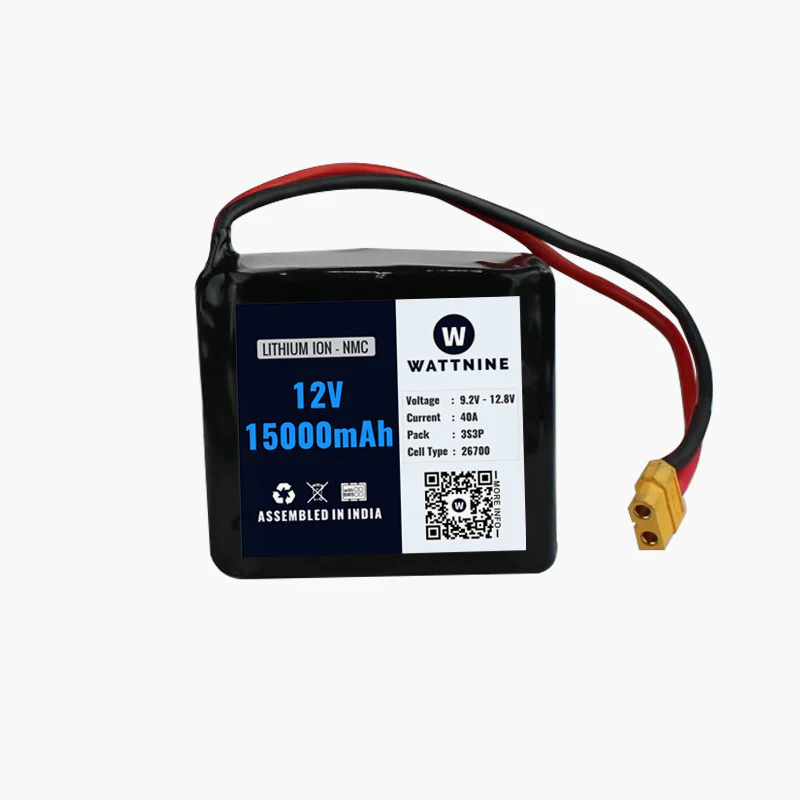 WATTNINE® 12V 15Ah Lithium (NMC) Battery Pack with Warranty