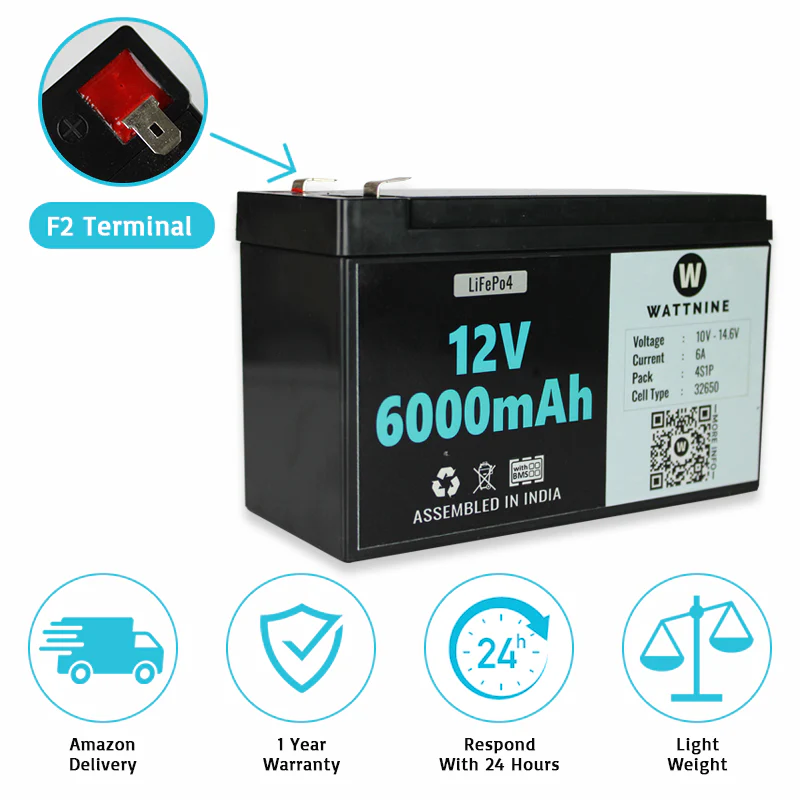 WATTNINE® 12.8V 6Ah Lithium(LiFePo4) Battery Pack with 3 Year Warranty - Image 6