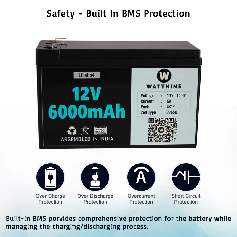 WATTNINE® 12.8V 6Ah Lithium(LiFePo4) Battery Pack with 3 Year Warranty - Image 7