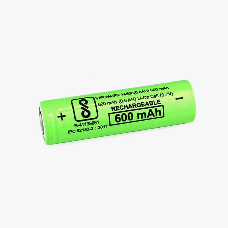 3.7V 500mAh 14500 Li-ion Rechargeable Battery Cell - AA Size (Flat Top) - Image 3