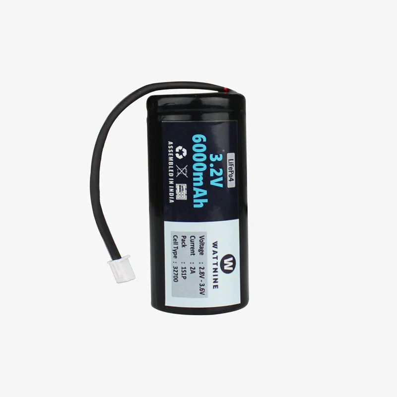 WATTNINE® 3.2v 6Ah LFP Cell with BMS and 2 Pin JST Connector