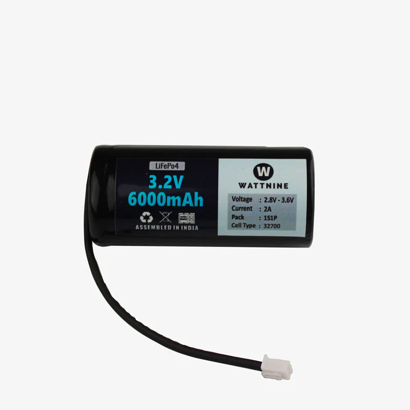 WATTNINE® 3.2v 6Ah LFP Cell with BMS and 2 Pin JST Connector - Image 2