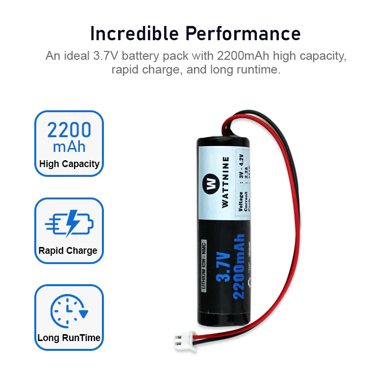WATTNINE® 3.7V 2200mah Lithium Battery Pack with 3 year warranty - Image 3
