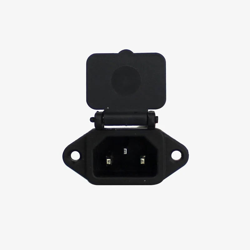 3 Pin Power Socket Male Connector / IEC Screw Panel Mount with Plastic Cover