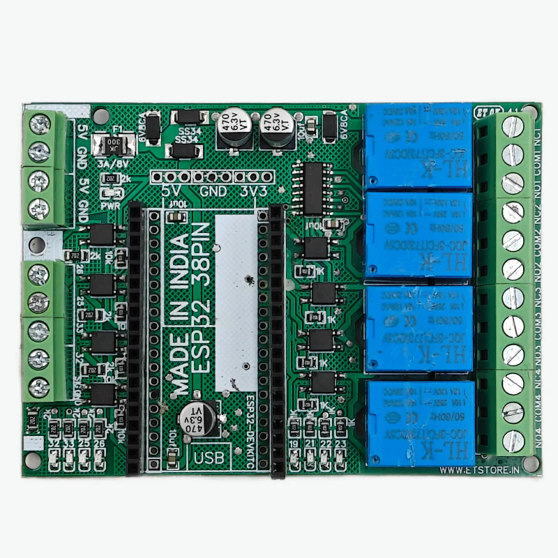 4 Channel Relay and 4 Channel opto Isolated Input Board for ESP32 38 Pin 5V - Image 2