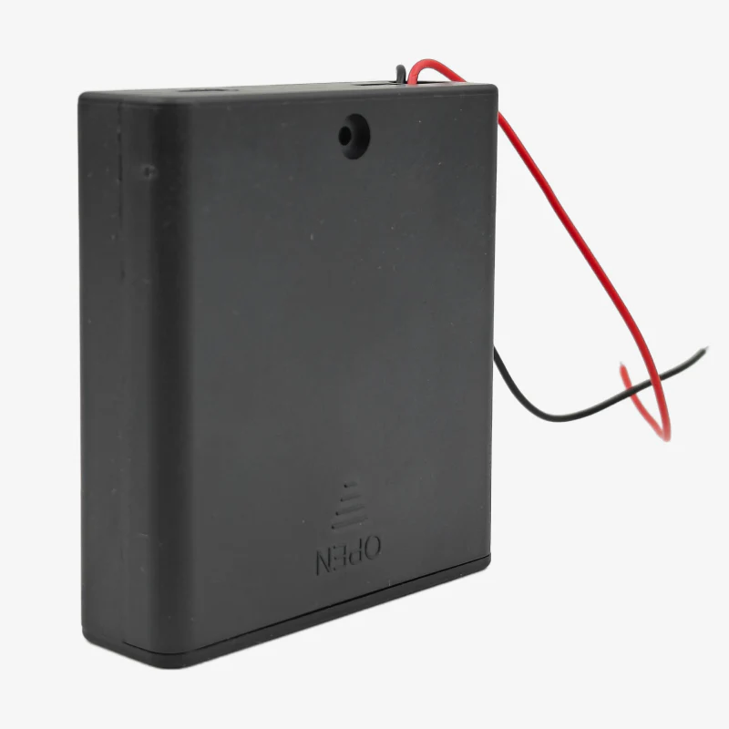 4 x AA Black Plastic Storage Box Case Holder with Cover and ON/OFF Switch - Image 4