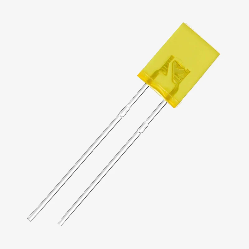 5mm Rectangle 2-Pin Through-Hole Flat Top Diffused LED - Yellow