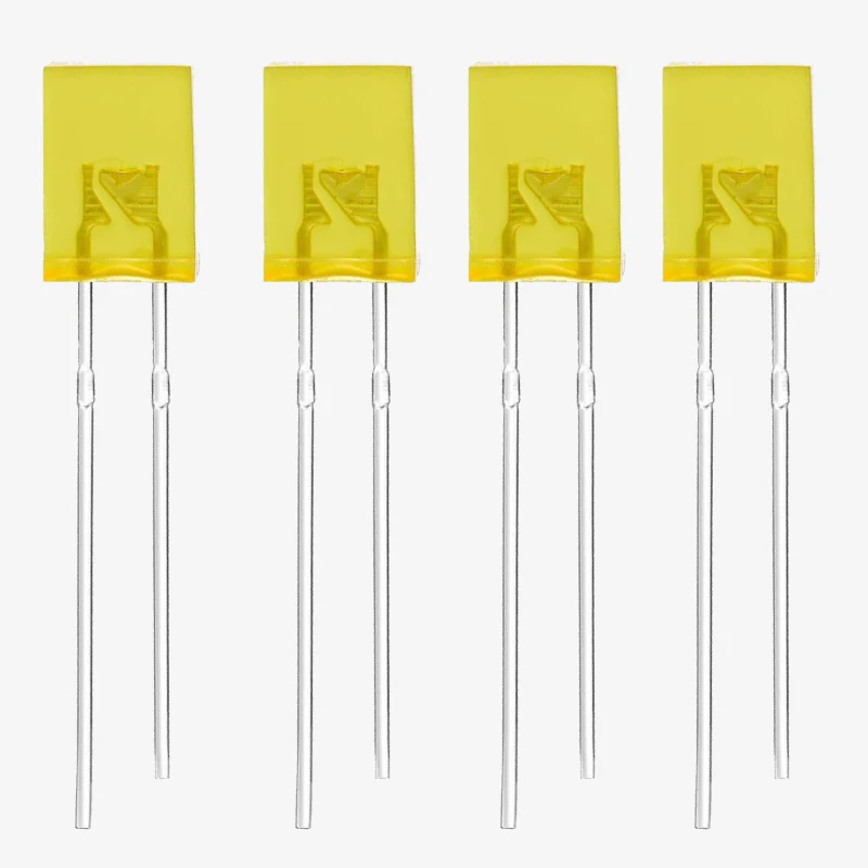 5mm Rectangle 2-Pin Through-Hole Flat Top Diffused LED - Yellow - Image 2
