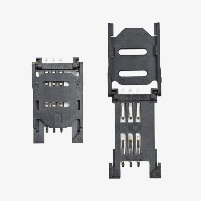 6 pin Flip Open SIM Card Holder - Hinge Cover Type - Image 2