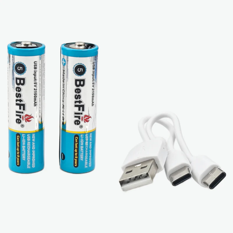 BestFire AA USB Type-C 2150mAh Rechargeable Li-ion Battery - 3200mWh(1.5V) - Image 2
