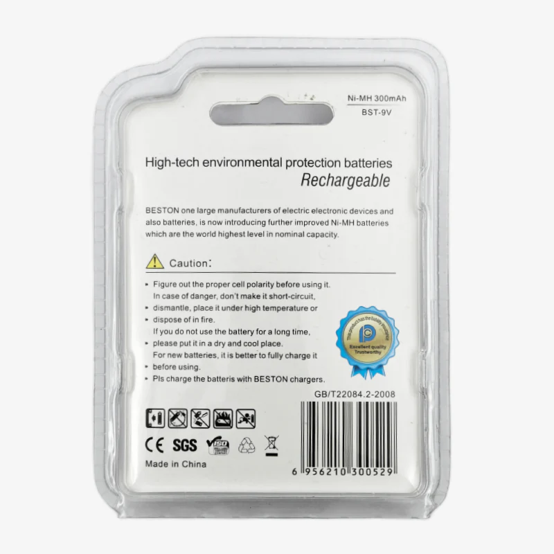 9V 300mAh Ni-MH Rechargeable Battery - Image 3