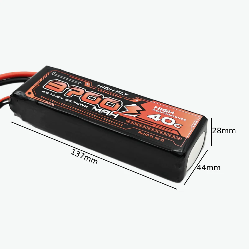 HIGH FLY 14.8V 3700mAh 4S 40C Lithium-Polymer Rechargeable Battery - Image 3