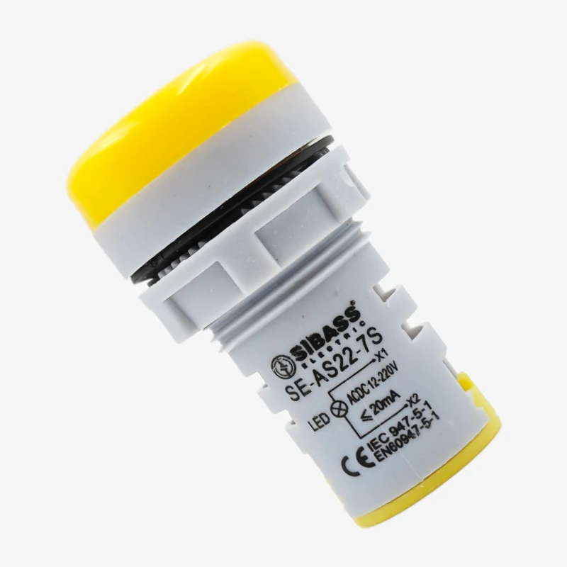 SIBASS SE-AS22-7S LED Indicator Panel Mount - 12VDC 220AC Yellow - Image 6