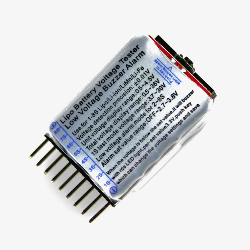 Lithium/LiPo Battery Voltage Checker Tester for 1S-8S (Low Voltage Buzzer Alarm) for Lipo and NMC Battery Packs - Image 3