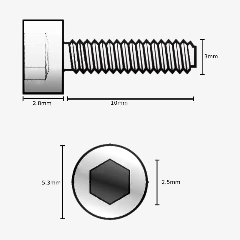M3 X 10mm Hex Allen Socket Head SS202 Bolt (Pack of 10) - Image 2