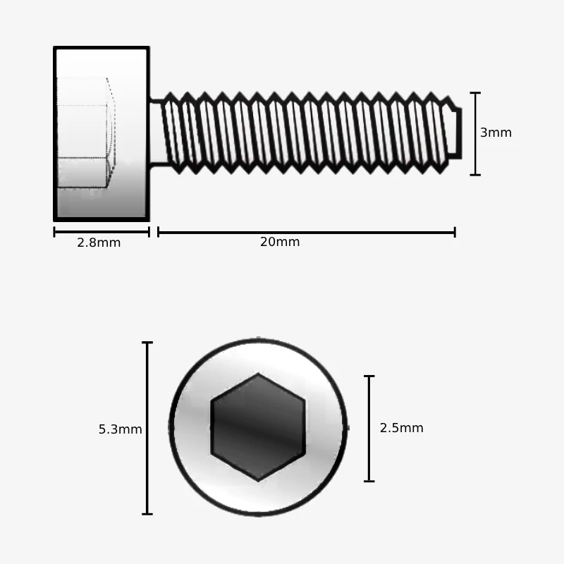 M3 x 20mm Hex Allen Socket Head SS202 Bolt(Pack of 10) - Image 2