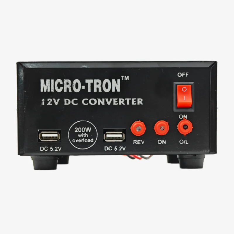 12V to 220V DC to AC Converter - 200W with Overload Protection Light