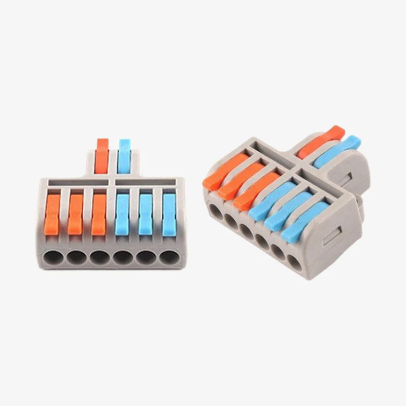 PCT-SPL-62 0.08-2.5mm 6:2 Pole Wire Connector Terminal Block with Spring Lock Lever for Cable Connection