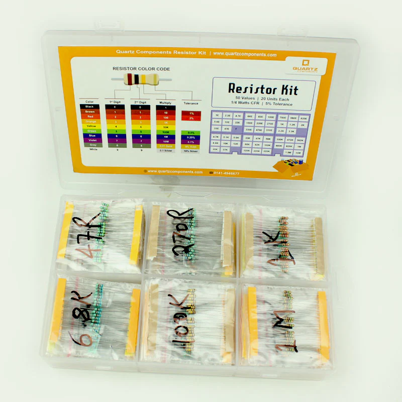 Resistor Mega Combo Kit (50 values, 20 each - 1000 resistors)