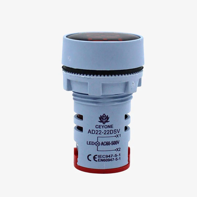 Ceyone AD22-22DSV AC Voltmeter Display Round Red 22mm (60 to 500 VAC) - Image 2