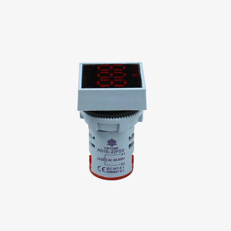 SIBASS AD16-22FSV AC Voltmeter Display Square Red 22mm (AC60-500 V) - Image 5