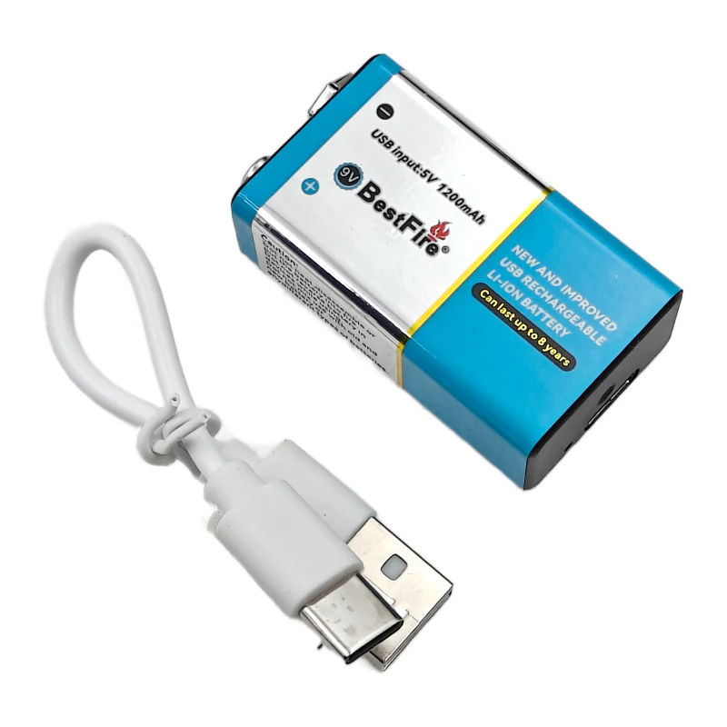 BestFire 9V 1200mAh USB Type-C Rechargeable Li-ion Battery - 6000mWh - Image 2