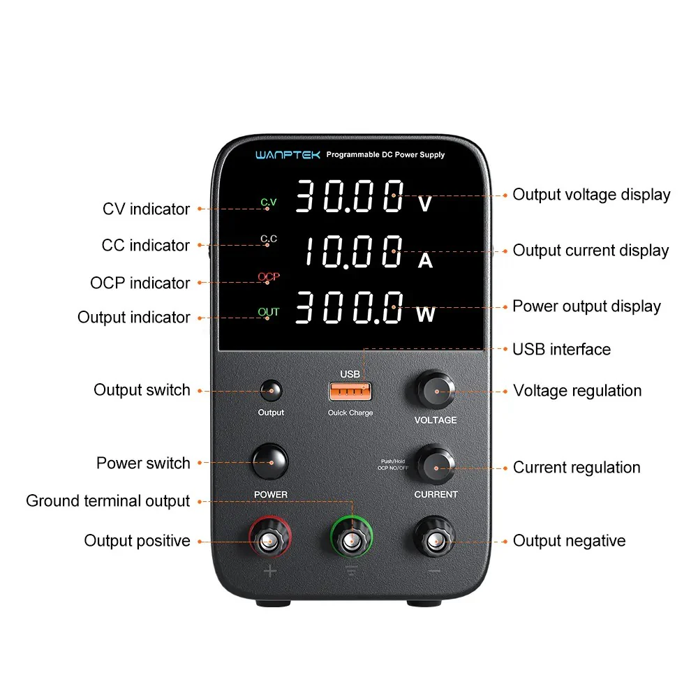 WANPTEK WPS305H DC Adjustable Power Supply - 30V/5A - Image 3