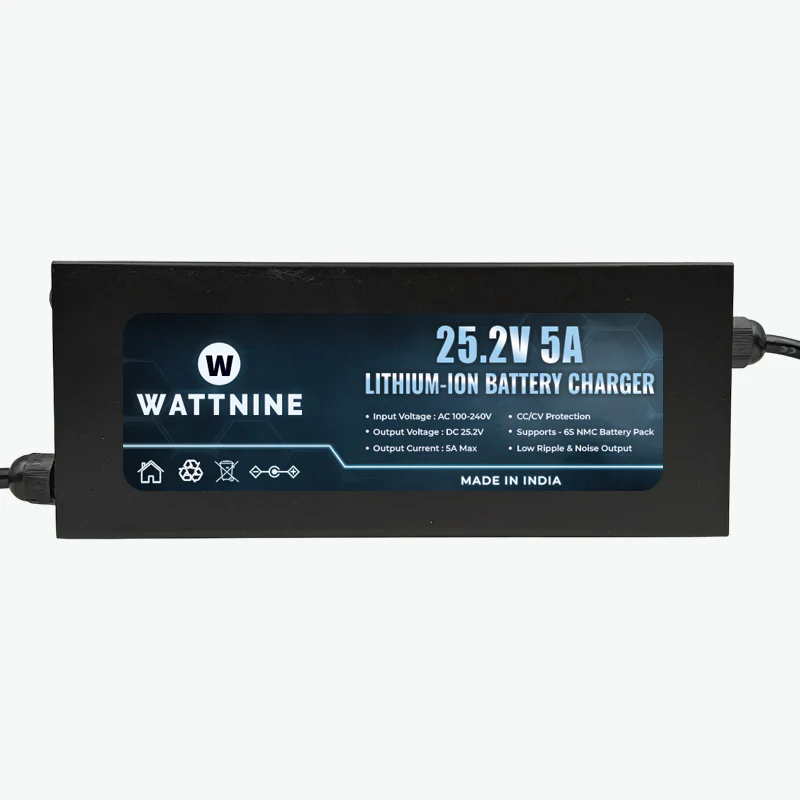 WATTNINE 25.2V 5A Lithium-Ion Battery Charger for 6S NMC Battery Pack - 126W Table-Top Charger with CC & CV - Image 3